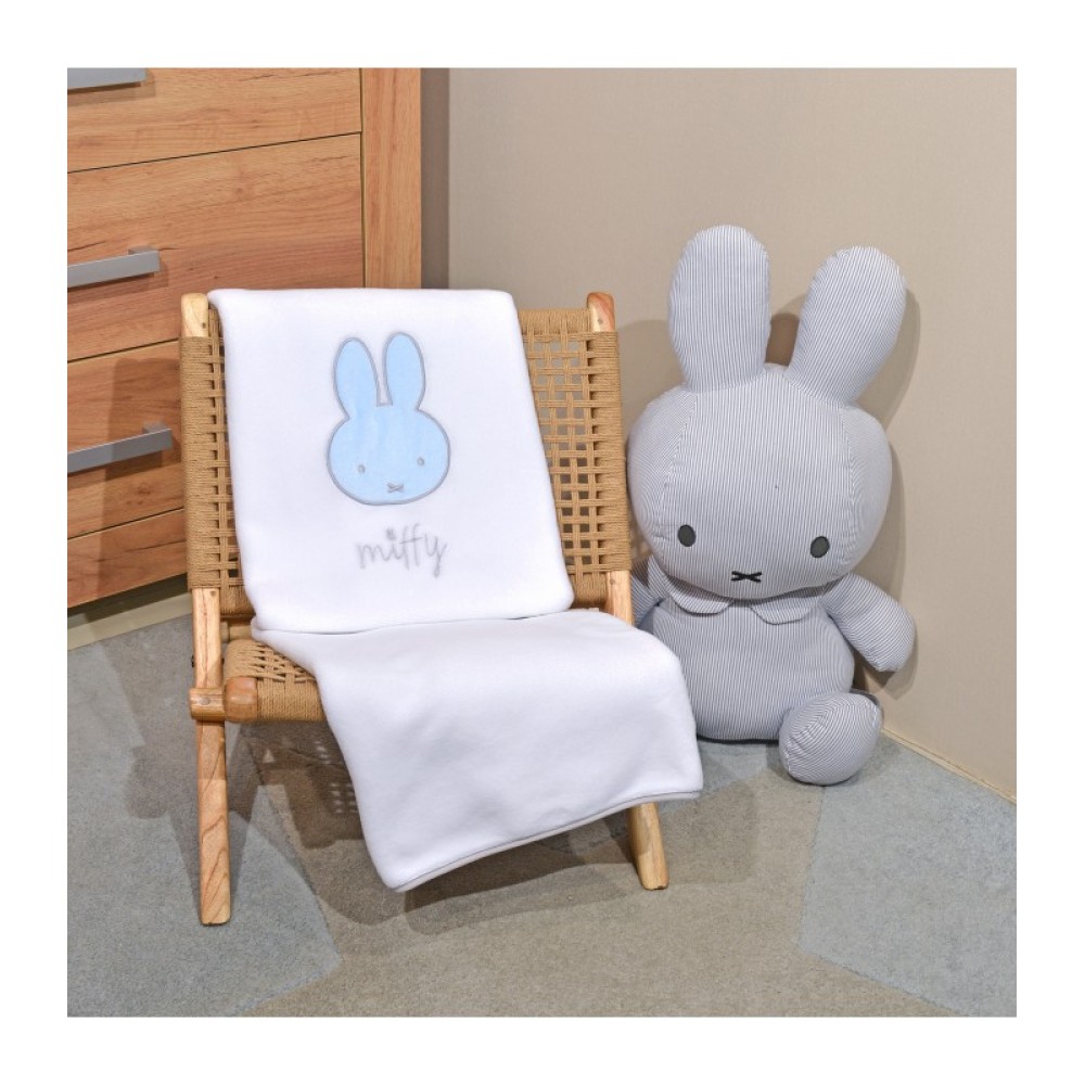 Miffy Des.51 Κουβέρτα Λίκνου Fleece με Σιέλ κέντημα 80x100