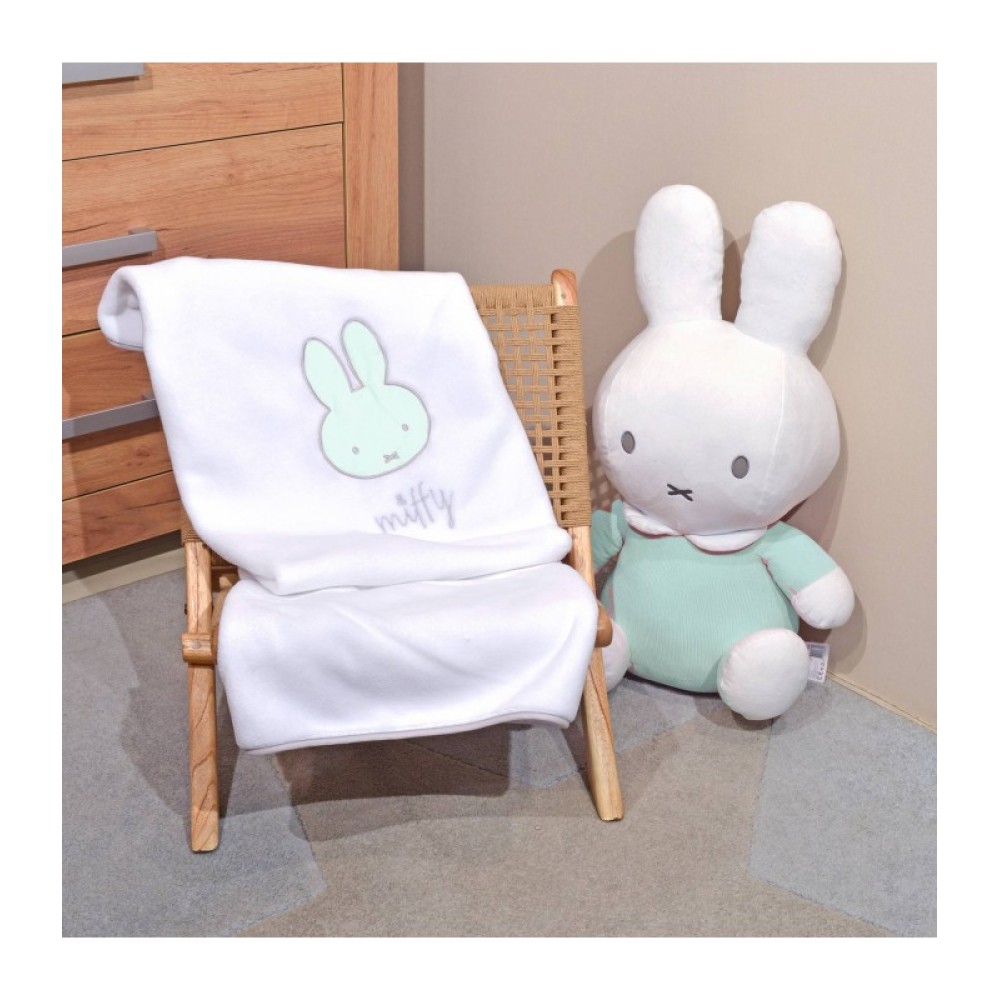 Miffy Des.53 Κουβέρτα Fleece 80x100 με Μέντα κέντημα