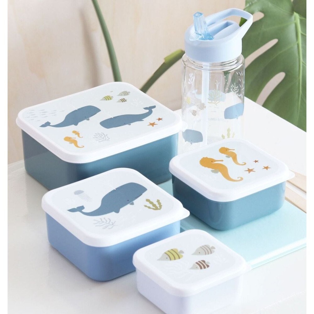 A little lovely company: Σετ 4 δοχεία φαγητού Lunch & Snack Box Ocean