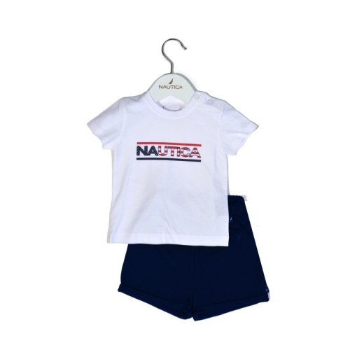 Nautica Des.10 Σετ T-Shirt & Shorts Jersey White/Navy  68cm  3-6m