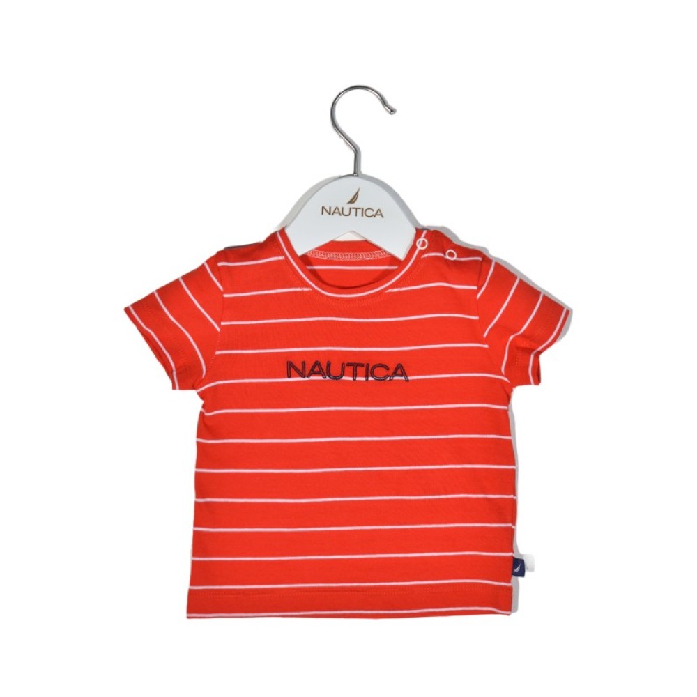 Nautica Des.16 T-Shirt  Jersey Organic Κόκκινο Ριγέ  68cm  3-6m