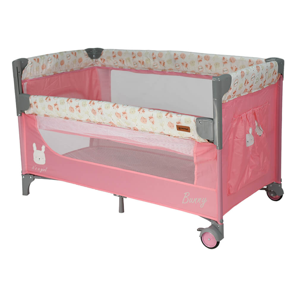 Bebe Stars Animal Bunny Παρκοκρέβατο 2 Επιπέδων Ροζ 125x65cm