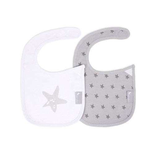 Interbaby Σαλιάρα Velcro Σετ 2 Τεμ Estrellas Grey 00311-31