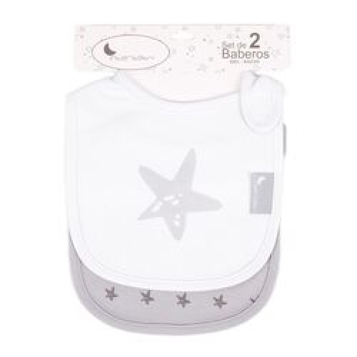 Interbaby Σαλιάρα Velcro Σετ 2 Τεμ Estrellas Grey 00311-31