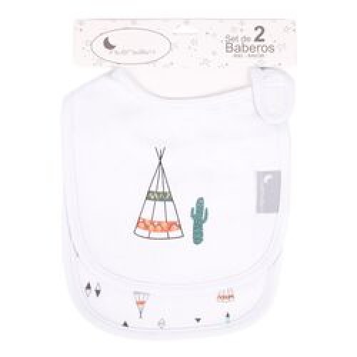 Interbaby Σαλιάρα Velcro Σετ 2 Τεμ Cabanas White 00315-09