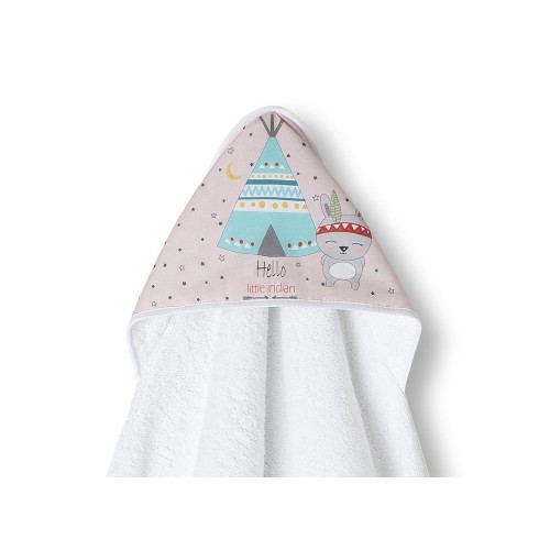 Interbaby Tipi Oso Μπουρνούζι Κάπα White/Pink