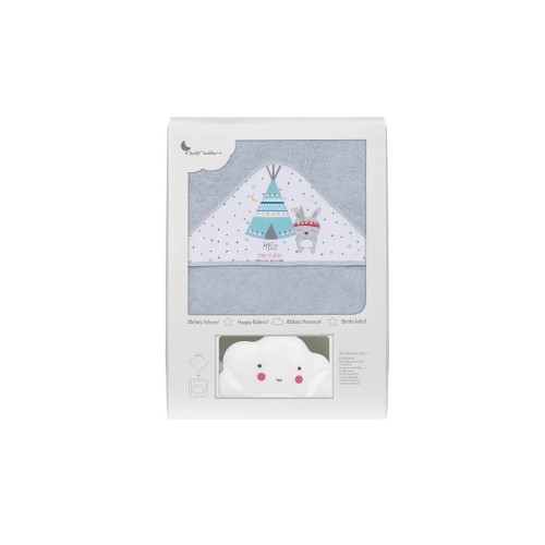 Interbaby Tipi Oso Μπουρνούζι Κάπα Σετ Με Λαμπάκι Νυκτός Grey NU1202-31