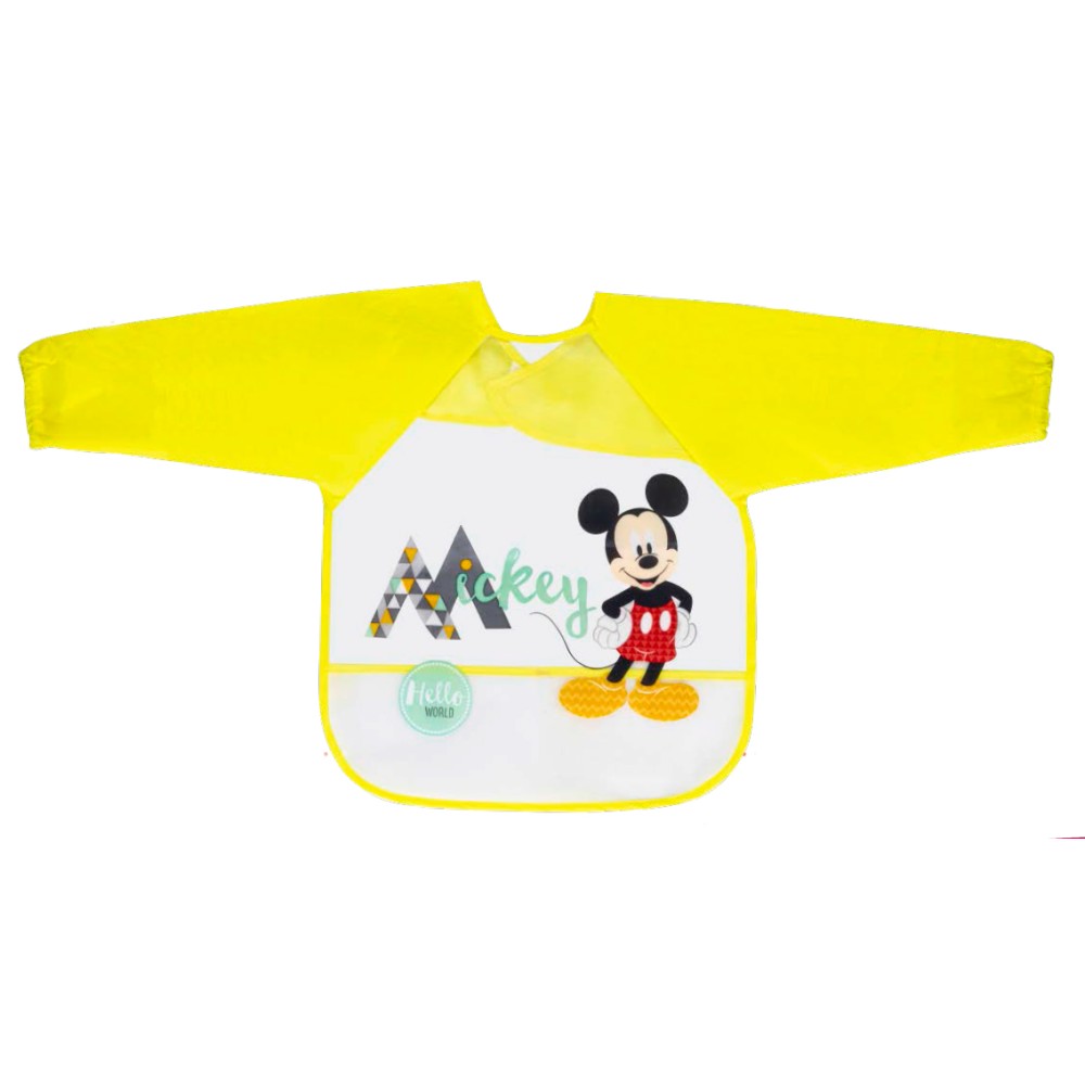 Interbaby Σαλιάρα Πλαστική Με Μανίκια Velcro Mickey Yellow MK-BIBMG-1-20