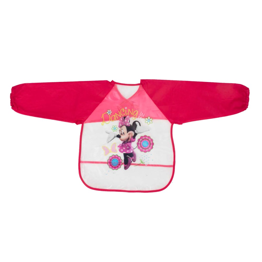 Interbaby Σαλιάρα Πλαστική Με Μανίκια Velcro Minnie Pink MN-BIBMG-1-20