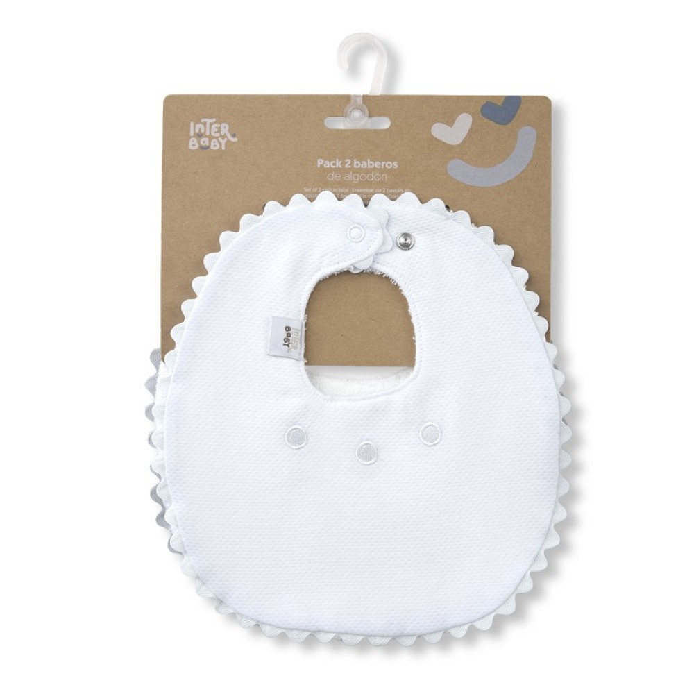 Interbaby Βαμβακερή Σαλιάρα Σετ 2 Τεμ Grey/White