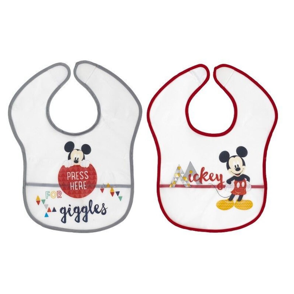 Interbaby Disney Σαλιάρα Πλαστική Τύπωμα Σετ 2 Τεμ MK-BIBPACK2-1-20