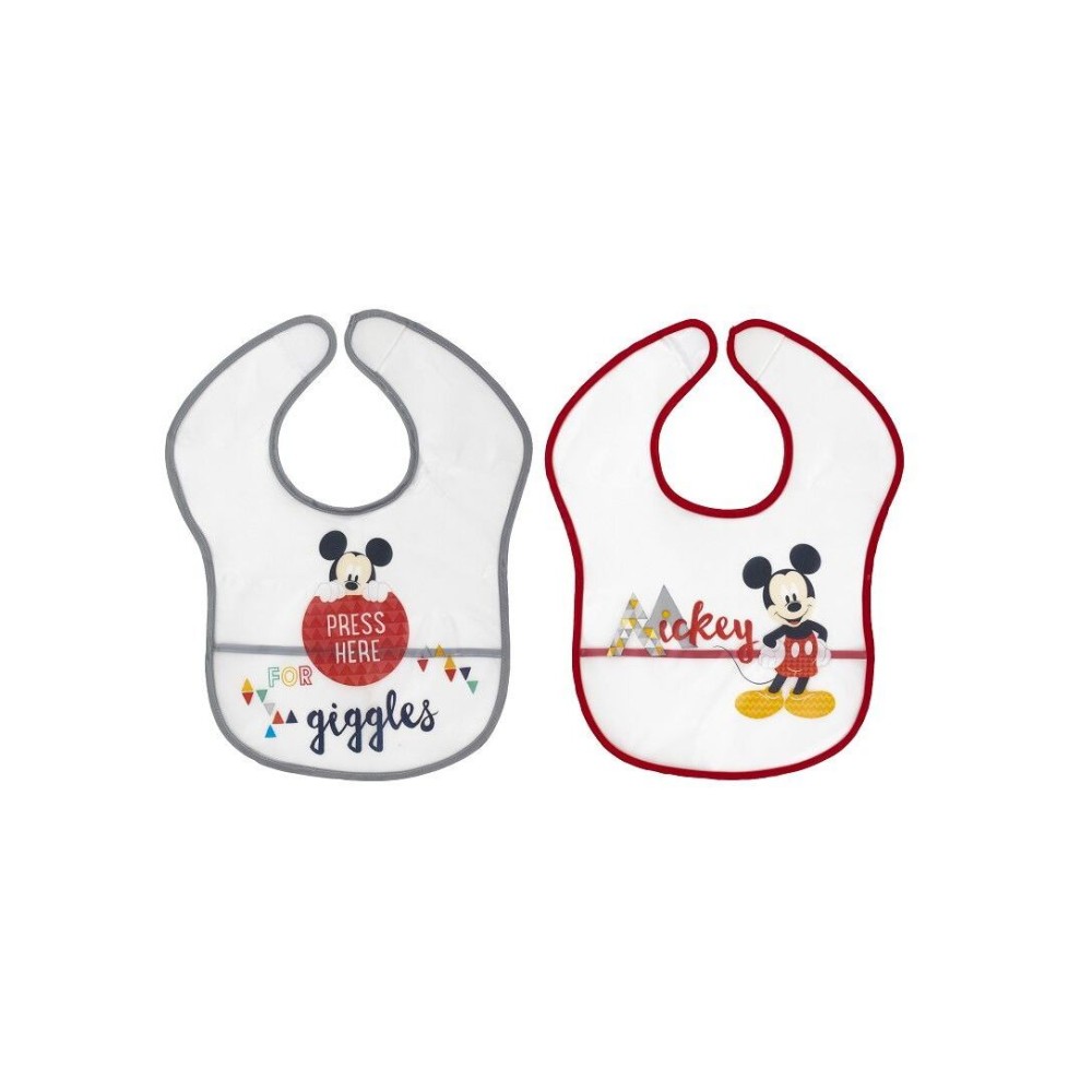 Interbaby Disney Σαλιάρα Πλαστική Τύπωμα Σετ 2 Τεμ MK-BIBPACK2-1-20