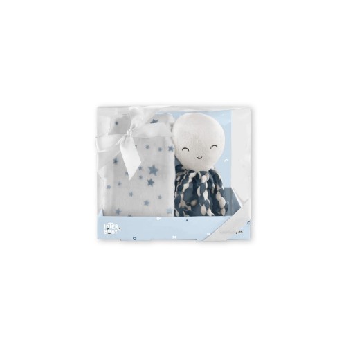 Interbaby Λούτρινο Octopus & Κουβέρτα Αγκαλιάς 80X110 Grey Blue