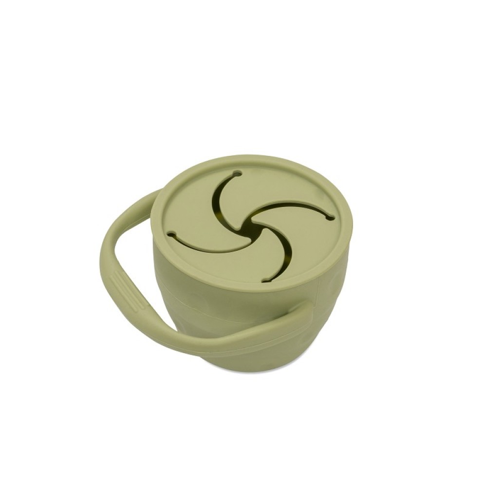 Interbaby Ποτηράκι Σιλικόνης Για Σνακ Με Καπάκι Olive Green