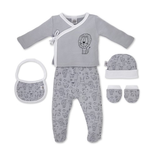 Interbaby Animalitos Σετ Δώρου 4 τμχ (0-6 μηνών) Grey