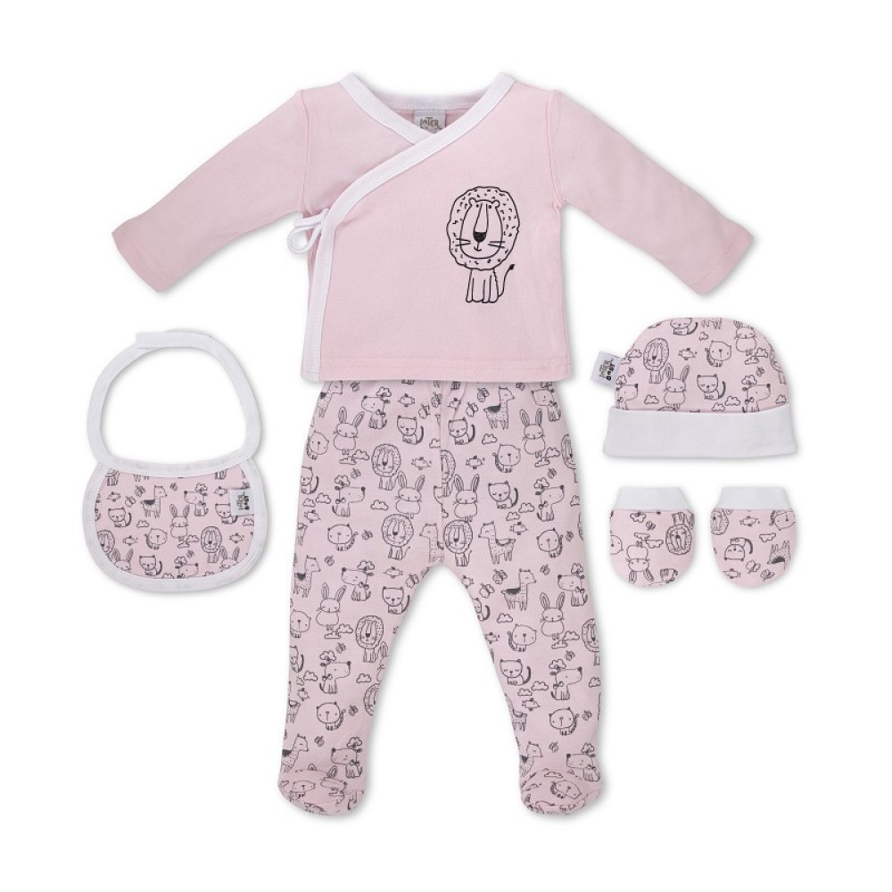 Interbaby Animalitos Σετ Δώρου 4 τμχ (0-6 μηνών) Pink